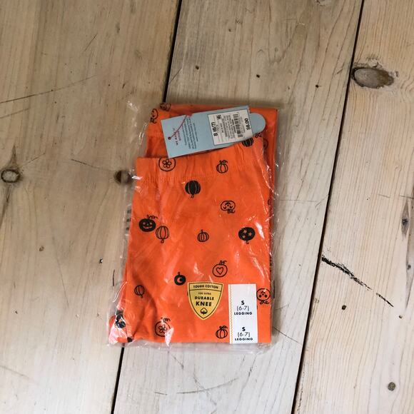 Cat & Jack NWT Girls' Orange Black Halloween Leggings Size S (6/7) - Picture 2 of 10